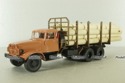 Краз-219Б лесовоз, оранжевый, с бревнами Modellux 1:43