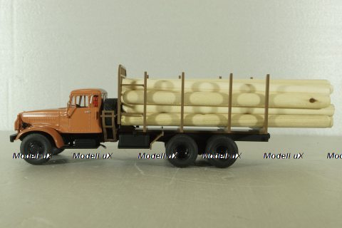 Краз-219Б лесовоз, оранжевый, с бревнами Modellux 1:43