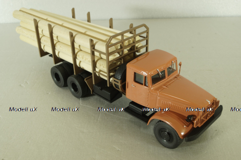 Краз-219Б лесовоз, оранжевый, с бревнами Modellux 1:43