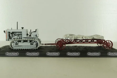 Сталинец-65 трактор, 1937, серый с прицепом, Model43 1:43