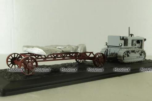 Сталинец-65 трактор, 1937, серый с прицепом, Model43 1:43