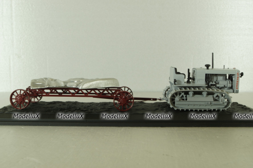 Сталинец-65 трактор, 1937, серый с прицепом, Model43 1:43