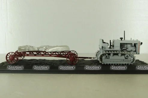 Сталинец-65 трактор, 1937, серый с прицепом, Model43 1:43