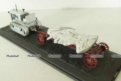 Сталинец-65 трактор, 1937, серый с прицепом, Model43 1:43