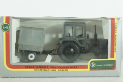 МТЗ-80, Беларусь, трактор с прицепом, серый, Агат 1:43