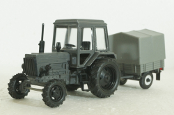 МТЗ-80, Беларусь, трактор с прицепом, серый, Агат 1:43