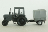 МТЗ-80, Беларусь, трактор с прицепом, серый, Агат 1:43