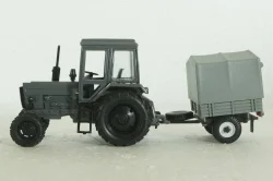 МТЗ-80, Беларусь, трактор с прицепом, серый, Агат 1:43