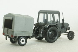 МТЗ-80, Беларусь, трактор с прицепом, серый, Агат 1:43