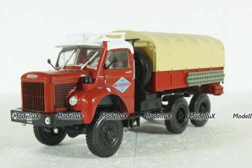 Berliet GBC 8M 6x6 Truck Telonato 3-ASSI, red, G111A003, Berliet Collection #003, Hachette 1:43
