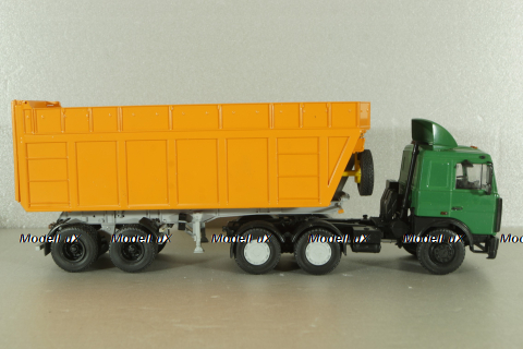 МАЗ-6422 с п/прицепом самосвалом  МАЗ-9506-30, зеленый/оранжевый, 101531, Автоистория 1:43