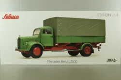 Mercedes L3500 truck with canvas top, green/red/grey, 450050100, Schuco 1:18