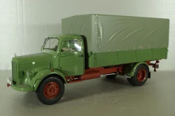 Mercedes L3500 truck with canvas top, green/red/grey, 450050100, Schuco 1:18