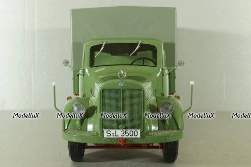 Mercedes L3500 truck with canvas top, green/red/grey, 450050100, Schuco 1:18