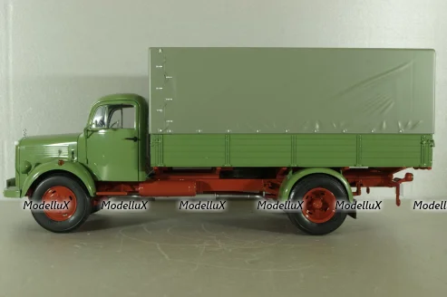 Mercedes L3500 truck with canvas top, green/red/grey, 450050100, Schuco 1:18