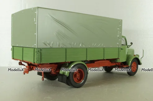Mercedes L3500 truck with canvas top, green/red/grey, 450050100, Schuco 1:18
