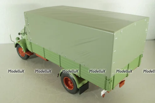 Mercedes L3500 truck with canvas top, green/red/grey, 450050100, Schuco 1:18