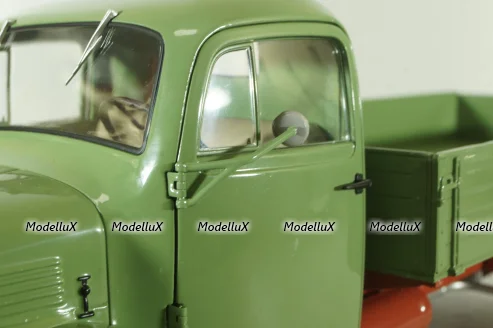 Mercedes L3500 truck with canvas top, green/red/grey, 450050100, Schuco 1:18