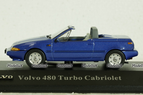 Volvo 480 Turbo Cabriolet 1990 blue, AVC023, Atlas Volvo Collection, 1:43