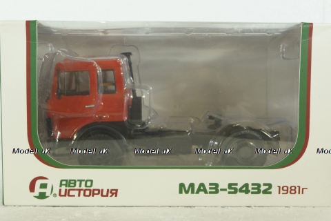 Маз-5432 тягач 1981г, красный, 100411, АвтоИстория 1:43