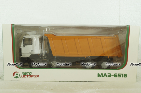 Маз-6515 самосвал бел/оранж, 101371, АвтоИстория 1:43