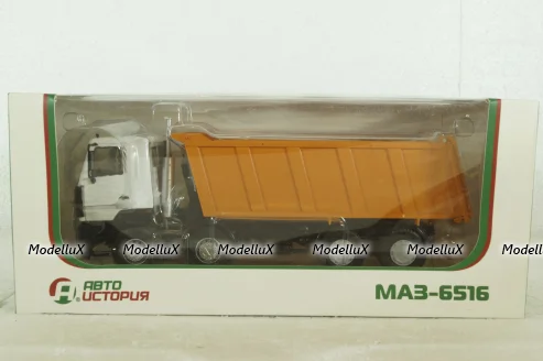 Маз-6515 самосвал бел/оранж, 101371, АвтоИстория 1:43