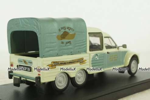 Citroen 2CV Acadiane 6 roues bachee, Hachette 1:43