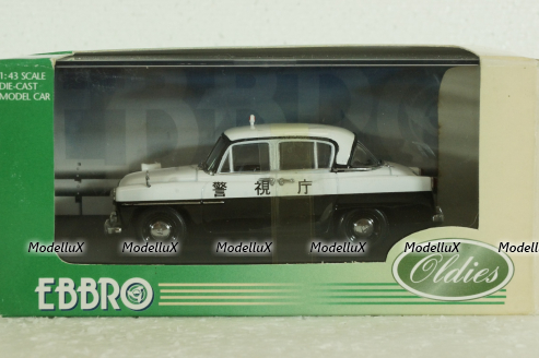 Toyopet Crown Police Car, black/white, Ebbro 1:43