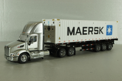 Peterbilt 579 day cab tractor with 40' refrigerated sea container Maersk, grey/white, 71069, Diecast Masters 1:50