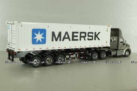 Peterbilt 579 day cab tractor with 40' refrigerated sea container Maersk, grey/white, 71069, Diecast Masters 1:50