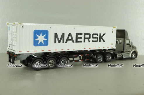 Peterbilt 579 day cab tractor with 40' refrigerated sea container Maersk, grey/white, 71069, Diecast Masters 1:50