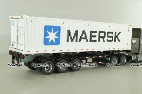 Peterbilt 579 day cab tractor with 40' refrigerated sea container Maersk, grey/white, 71069, Diecast Masters 1:50