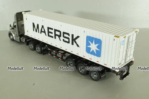Peterbilt 579 day cab tractor with 40' refrigerated sea container Maersk, grey/white, 71069, Diecast Masters 1:50