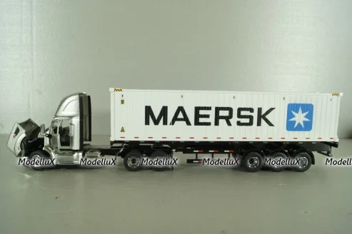 Peterbilt 579 day cab tractor with 40' refrigerated sea container Maersk, grey/white, 71069, Diecast Masters 1:50
