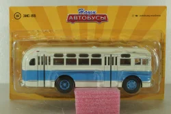 Зис-155 автобус, белый/синий, Наши Автобусы №19, Modimio 1:43