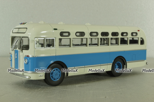 Зис-155 автобус, белый/синий, Наши Автобусы №19, Modimio 1:43 Уценка!