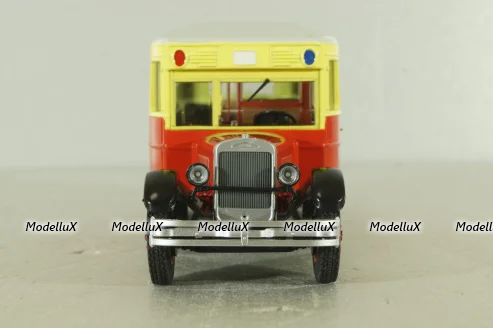 Зис-8 автобус, красно/желтый, Наши Автобусы №9, Modimio 1:43