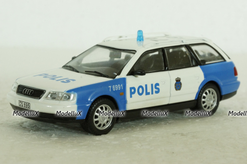 Audi A6 Avant (C5) Police Sweden 1997, white/blue,  Полицейские Машины Мира №38, 1:43
