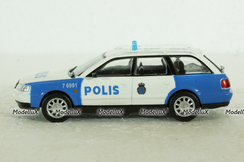 Audi A6 Avant (C5) Police Sweden 1997, white/blue,  Полицейские Машины Мира №38, 1:43