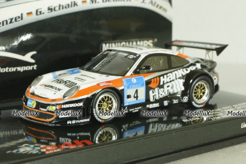 Porsche 911(997) Alzen Turbo Hankook, 24h ADAC Nurburgring #4 2008, white/black, 437086804, Minichamps 1:43