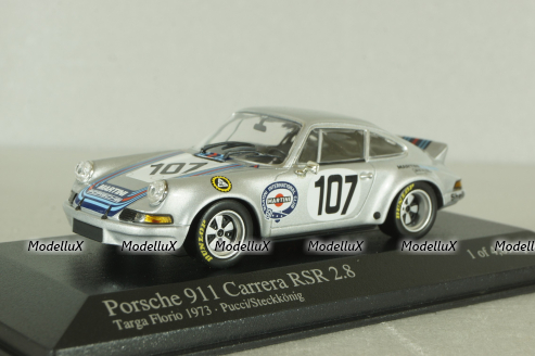 Porsche 911 Carrera RS R 2,8 Targa Florio 1973 Martini, Pucci-Stekkonig, silver, 430736907, Minichamps 1:43