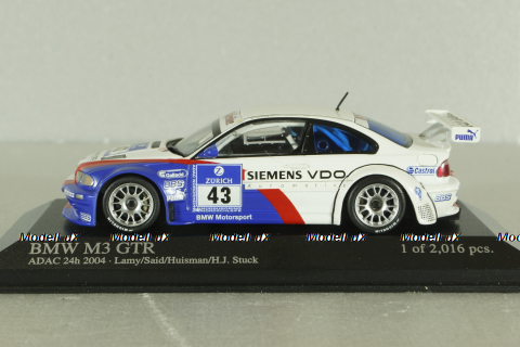 BMW M3 GTR (E46) ADAC 24h #43 2004, white, 400042343, Minichamps 1:43