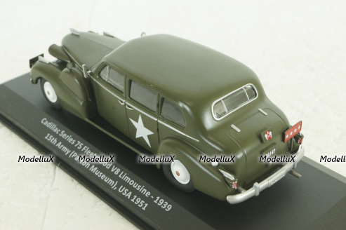 Cadillac Series 75 Fleetwood V8 Limousine 1939, USA 1951, Altaya Military #2 Altaya 1:43