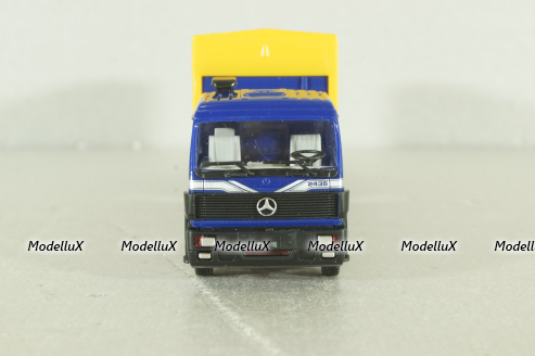 Mercedes SK 2435 tractor with semi trailer Anker, blue/yellow, Herpa 1:87
