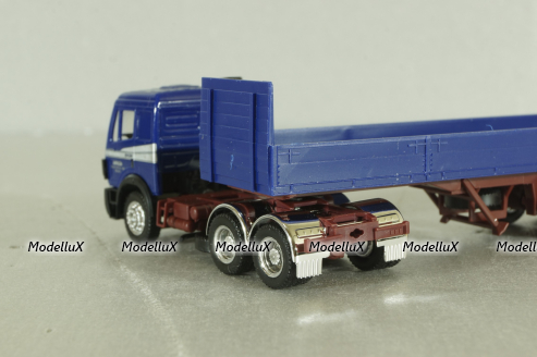 Mercedes SK 2435 tractor with semi trailer Anker, blue/yellow, Herpa 1:87