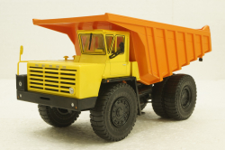 Белаз-7525 карьерный самосвал, желтый/оранжевый, Н011, Наш Автопром 1:43