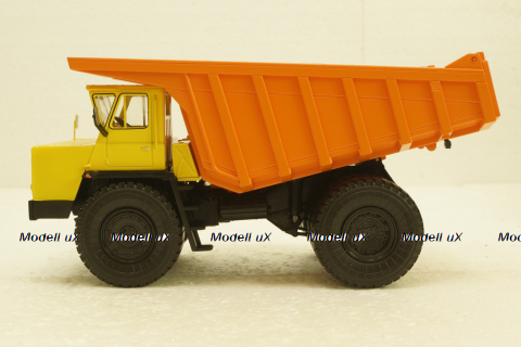 Белаз-7525 карьерный самосвал, желтый/оранжевый, Н011, Наш Автопром 1:43