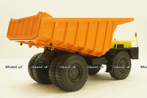Белаз-7525 карьерный самосвал, желтый/оранжевый, Н011, Наш Автопром 1:43