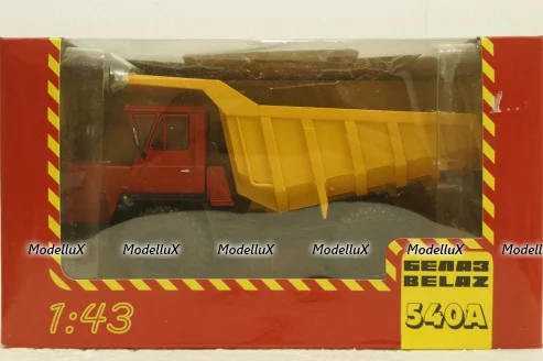 Белаз-540А карьерный самосвал, красный/желтый, Н002, Наш Автопром 1:43