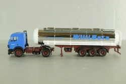Mercedes SK 1735 LS tractor with semi-trailer tank "Willi Betz" 1989, blue/chrome, 826110, Herpa 1:87 